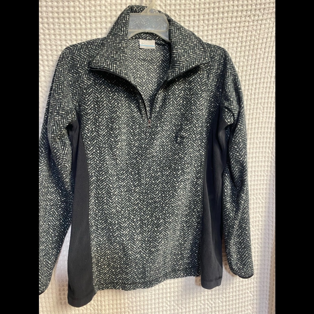 Columbia 1/2 Zip Pullover Lightweight Fleece Sweatshirt Medium Black Gray